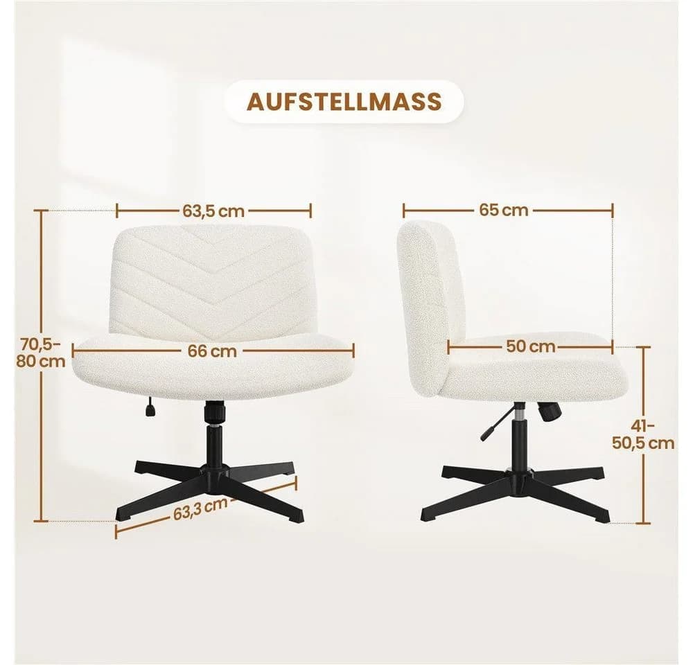 Yaheetech Drehstuhl höhenverstellbar Armlehnlos 360° Boucle - Bild 4