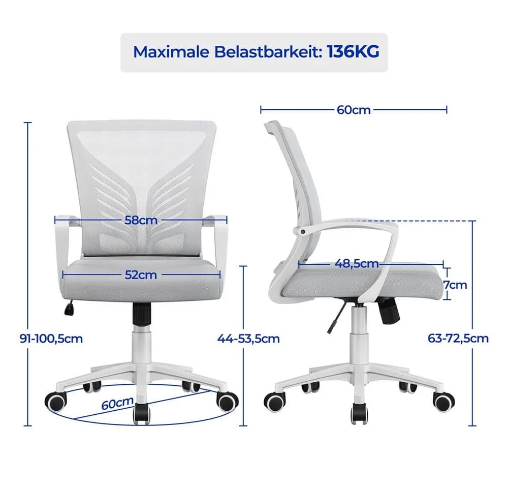 Yaheetech Bürostuhl Höhenverstellbarer Drehstuhl Schaukelfunktion Arbeitszimmer Büro - Bild 4
