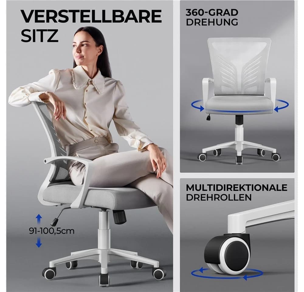 Yaheetech Bürostuhl Höhenverstellbarer Drehstuhl Schaukelfunktion Arbeitszimmer Büro - Bild 5