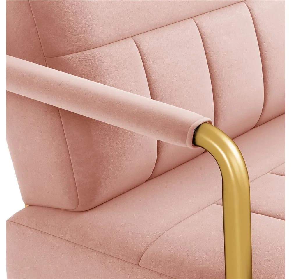 Yaheetech Polstersessel Rosa mit Lendenkissen und Metallbeinen - Bild 5