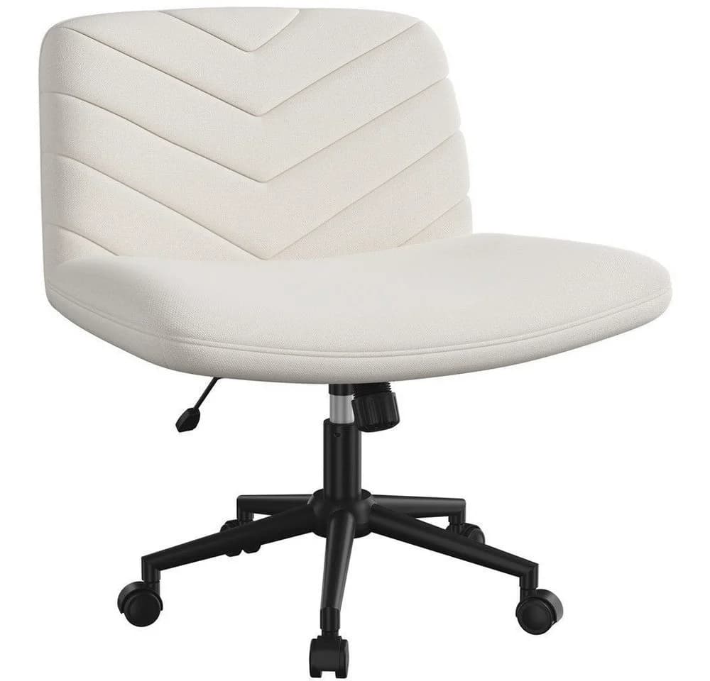 Yaheetech Drehstuhl Beige mit breitem Sitzkissen höhenverstellbar - Bild 2