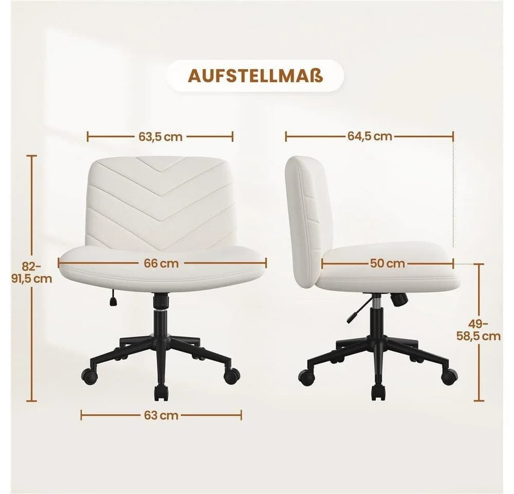 Yaheetech Drehstuhl Beige mit breitem Sitzkissen höhenverstellbar - Bild 4
