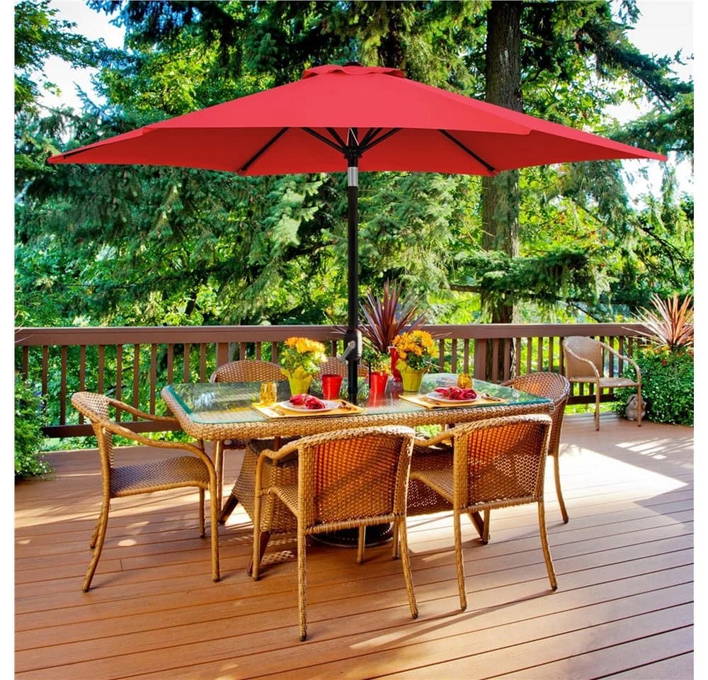 Yaheetech Sonnenschirm 269 cm Garten- und Marktschirm mit 6 Metallstreben
