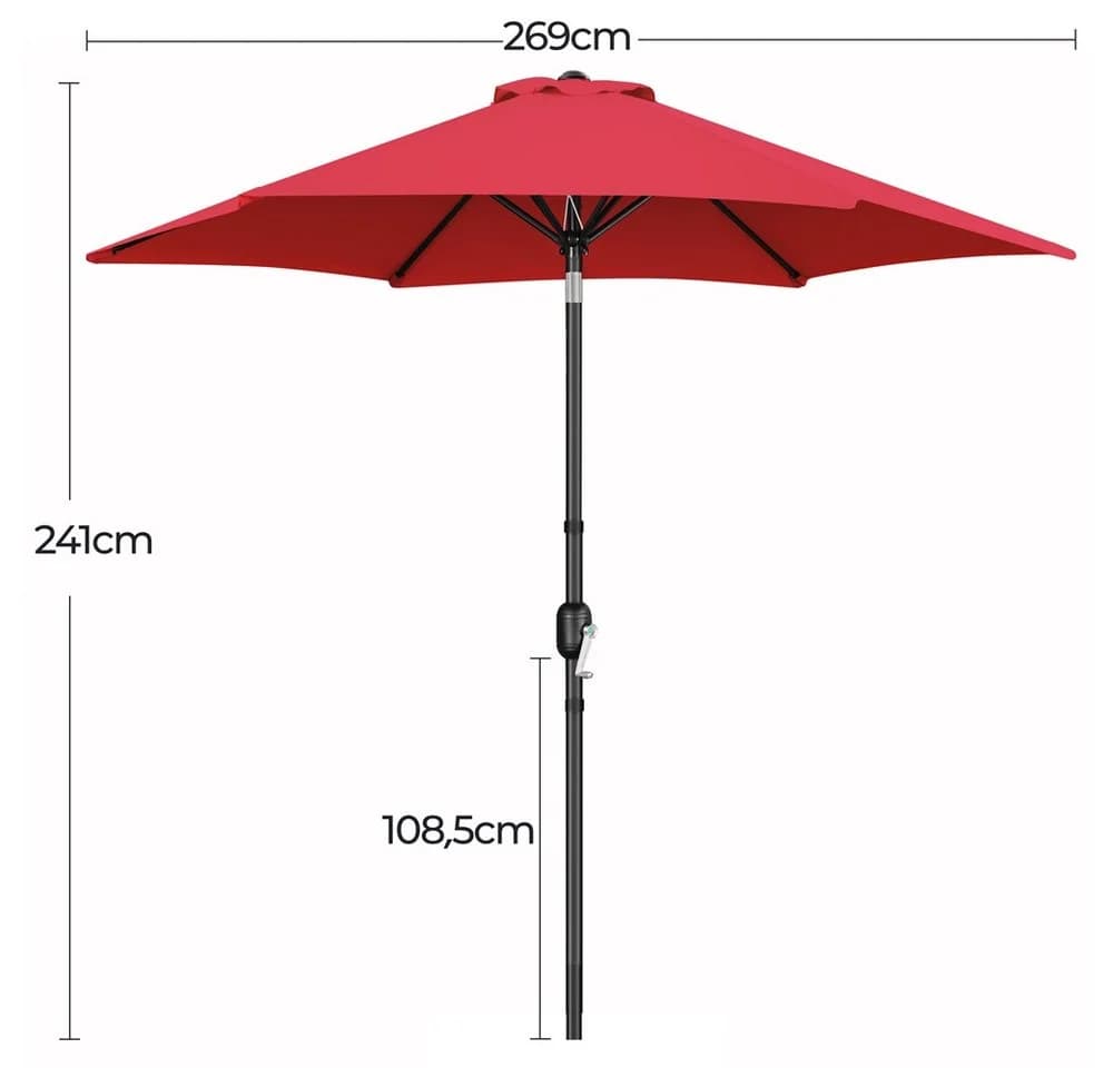 Yaheetech Sonnenschirm 269 cm Garten- und Marktschirm mit 6 Metallstreben - Bild 4