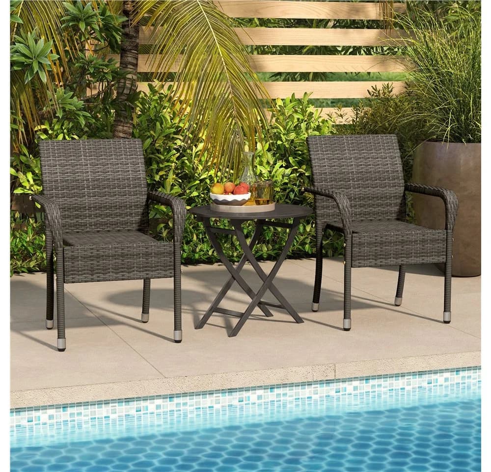 Yaheetech Gartenstuhl 2er-Set Rattan-Optik Metallbeine - Bild 3
