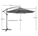 Yaheetech Neigbarer Ampelschirm Grau 300 cm mit Kurbel Bild 4