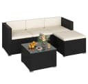 Yaheetech Gartenlounge-Set 5-tlg. Schwarz/Beige PE-Rattan Bild 2