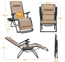Yaheetech Zero-Gravity-Klappstuhl 2er-Set Beige mit Kopfkissen & Becherhalter Bild 4