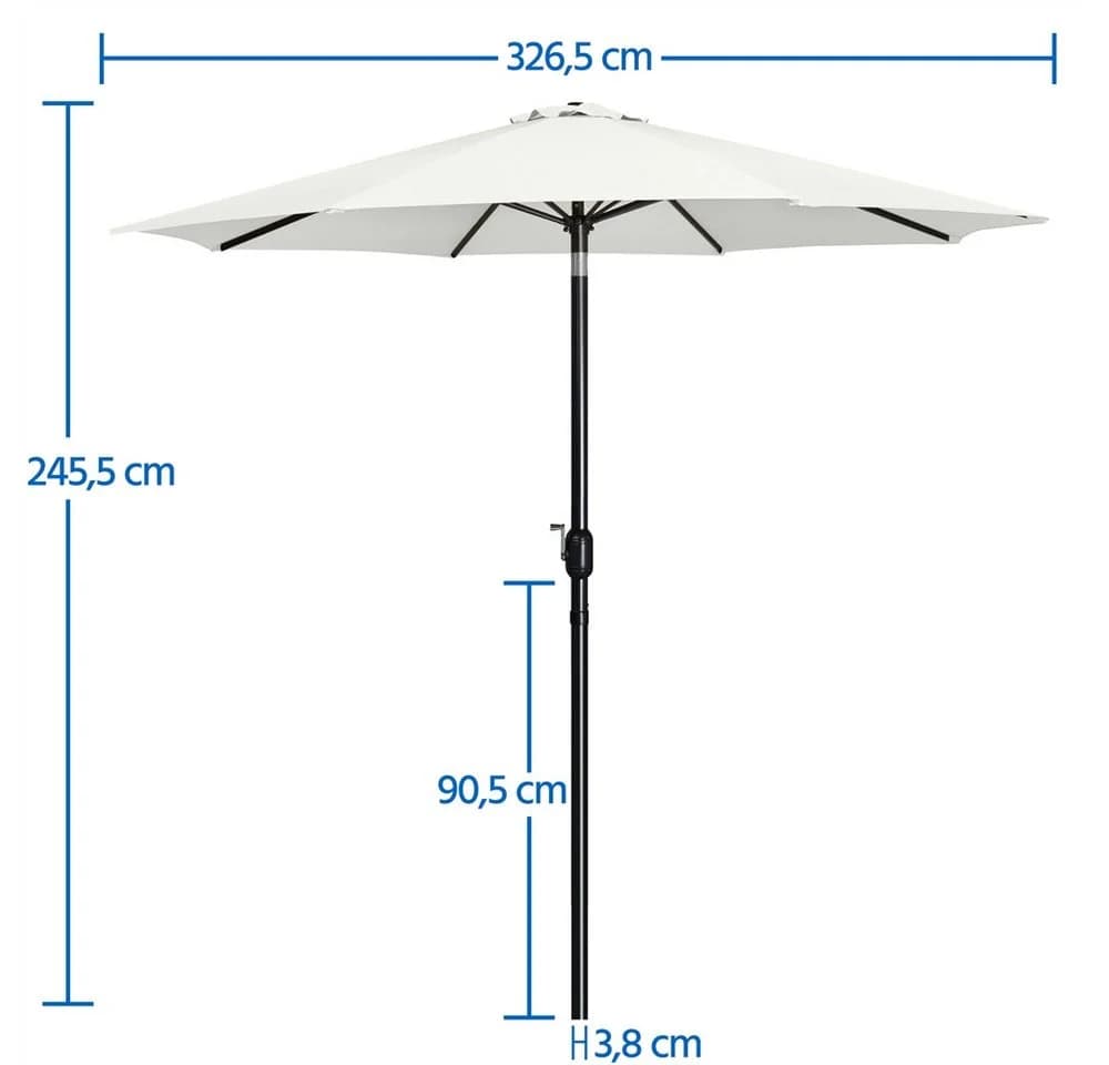 Yaheetech Sonnenschirm 223/261/294/327 cm UV-Schutz 50+ - Bild 4