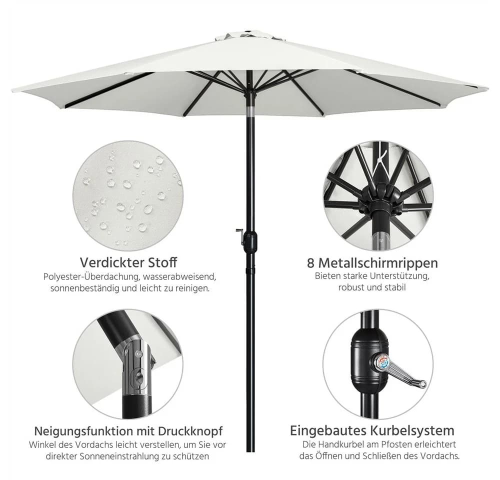 Yaheetech Sonnenschirm 223/261/294/327 cm UV-Schutz 50+ - Bild 5