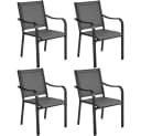 Yaheetech 4er-Set Gartenstuhl Grau Stapelbar Texteline Metall Bild 2