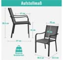 Yaheetech 4er-Set Gartenstuhl Grau Stapelbar Texteline Metall Bild 4