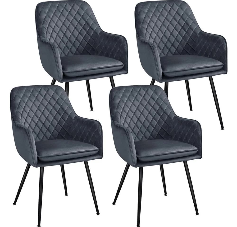 Yaheetech Esszimmerstuhl 4er Set Grau mit Armlehnen - Bild 2