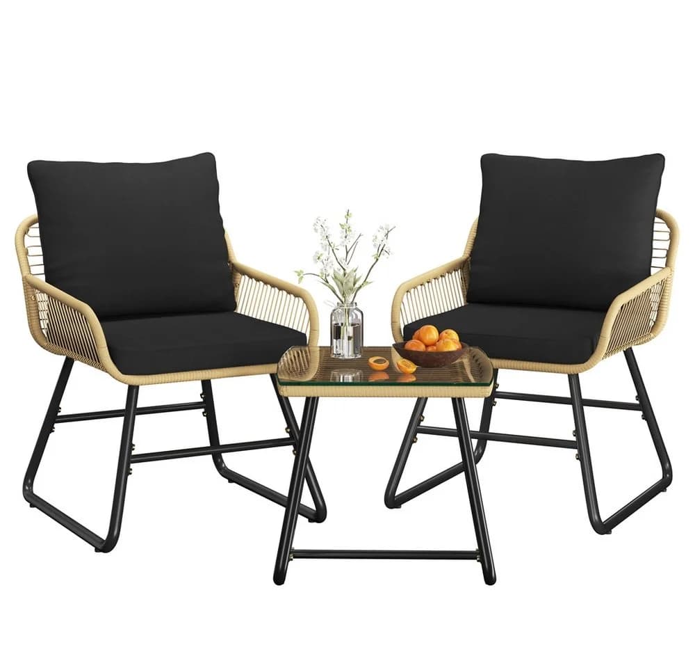 Yaheetech Balkonset Gartenlounge-Set 2 Lehnstühle 1 Beistelltisch - Bild 2