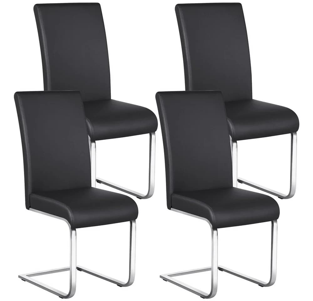Yaheetech Esszimmerstuhl 4er Set Schwarz Kunstleder Metallbeine - Bild 2
