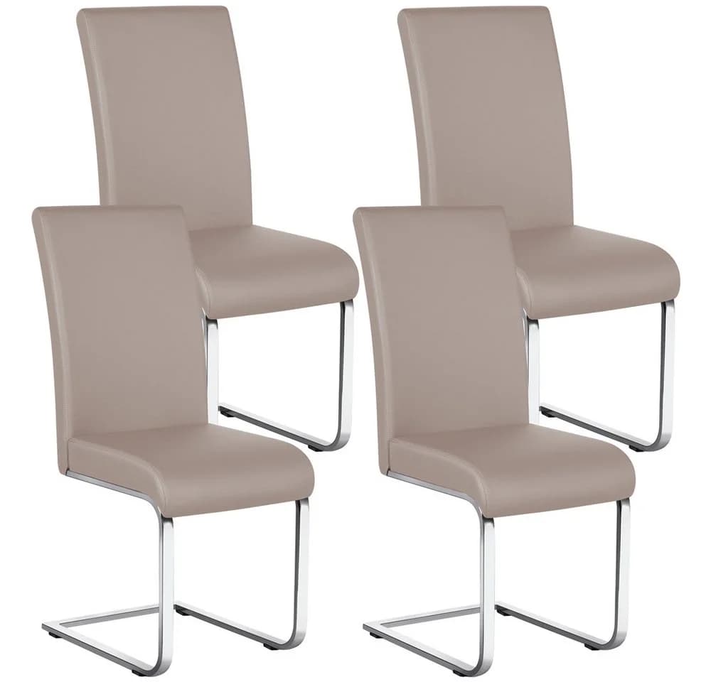 Yaheetech Esszimmerstuhl 4er Set Hellbraun Kunstleder - Bild 2