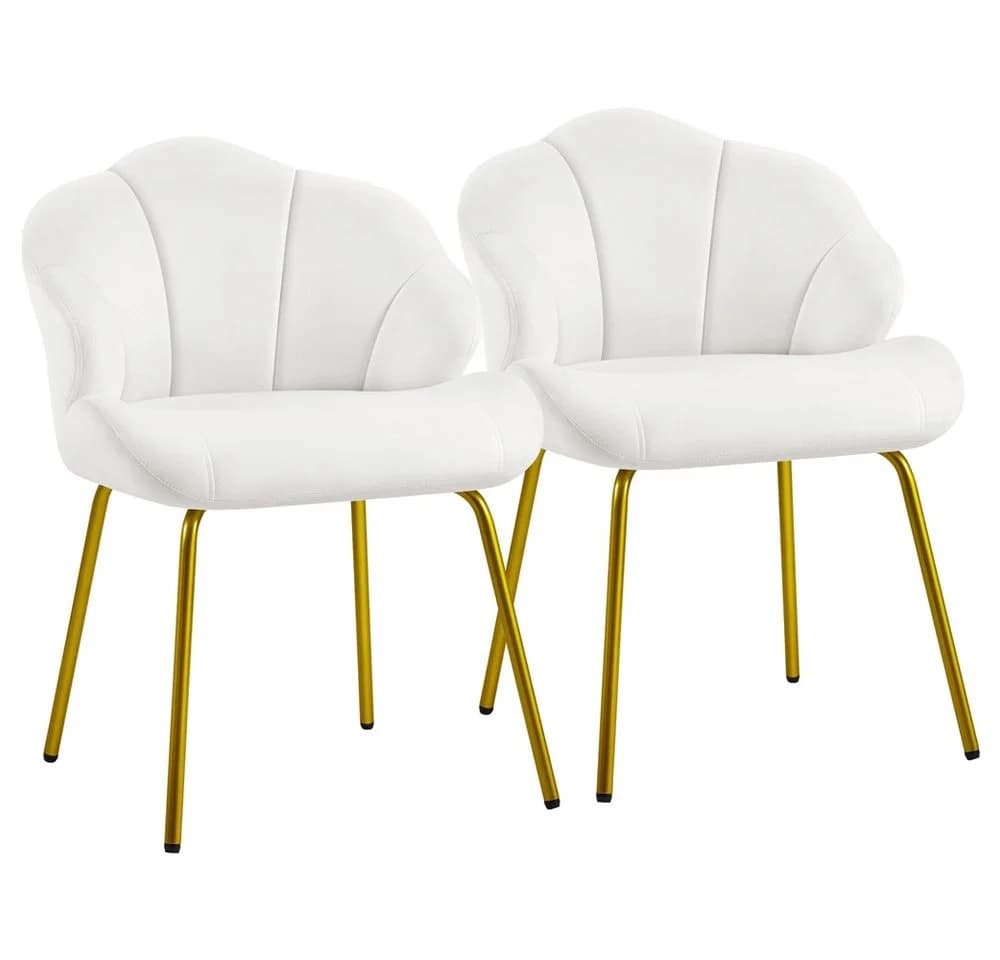 Yaheetech Loungesessel Muschelform 2er Set Weiß Samt - Bild 2
