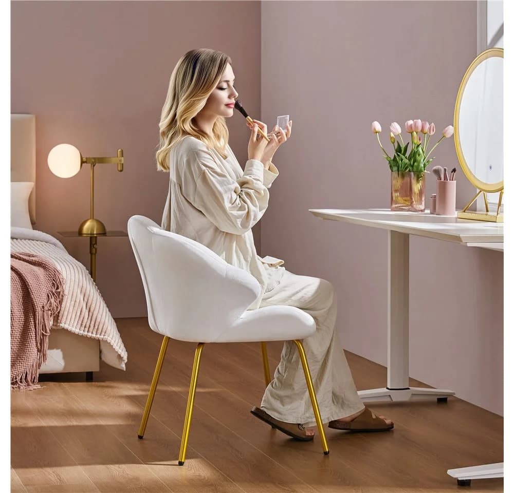 Yaheetech Loungesessel Muschelform 2er Set Weiß Samt - Bild 3
