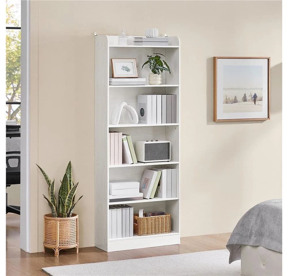 Yaheetech Bücherregal 180 cm H Standregal 6 Ebenen Weiß