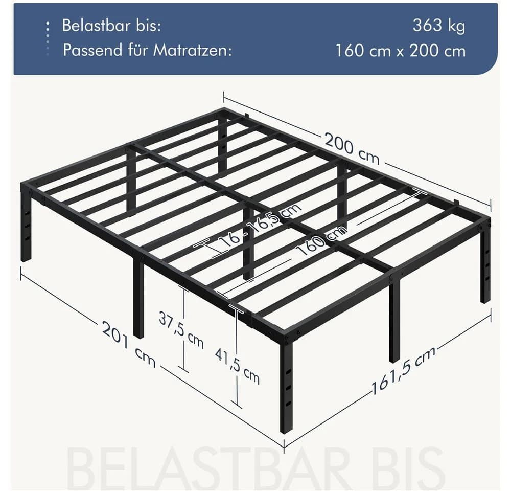 Yaheetech Metallbett mit Lattenrost Schwarz - Bild 4