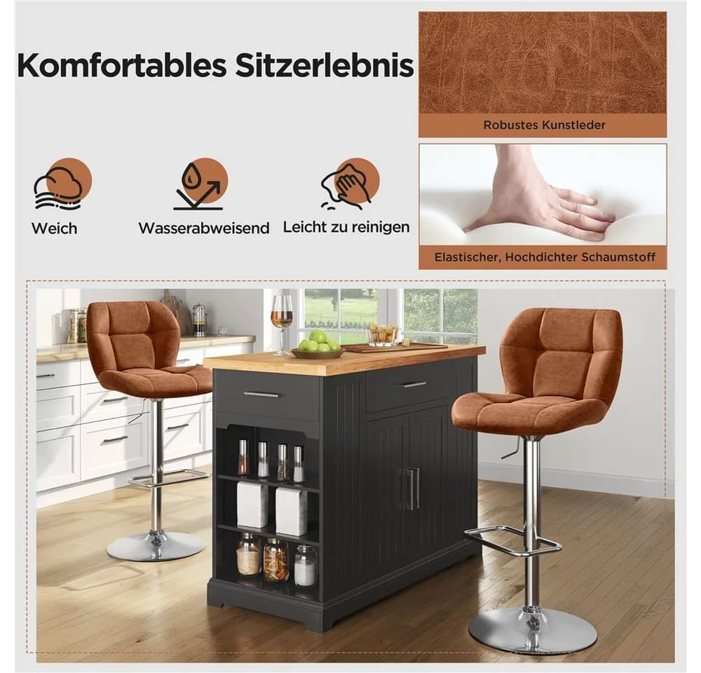 Yaheetech Barhocker 360° Drehbar Retro-Braun - Bild 5