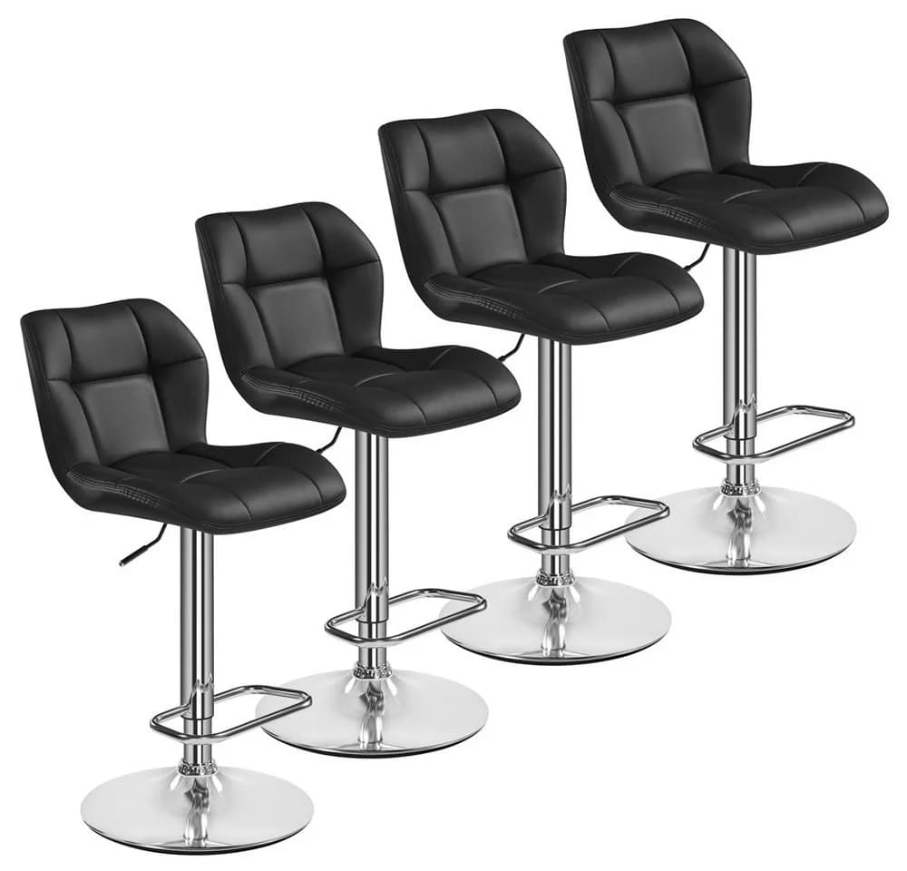 Yaheetech Barhocker Set 4-tlg. Schwarz höhenverstellbar mit Fußstütze - Bild 2