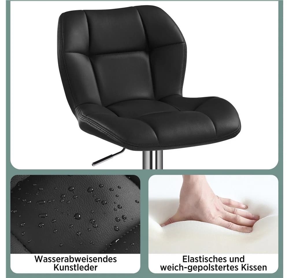Yaheetech Barhocker Set 4-tlg. Schwarz höhenverstellbar mit Fußstütze - Bild 5