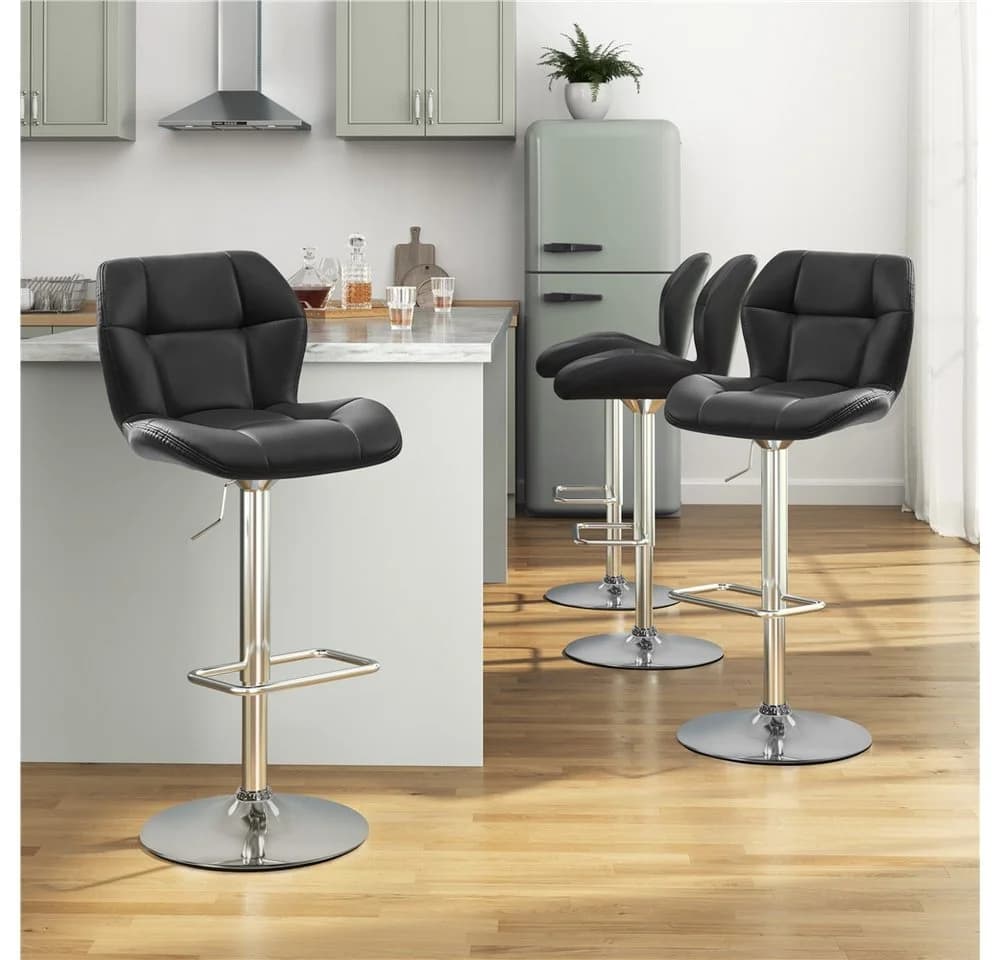 Yaheetech Barhocker 360° Drehbar mit Fußstütze 6er-Set Schwarz - Bild 1