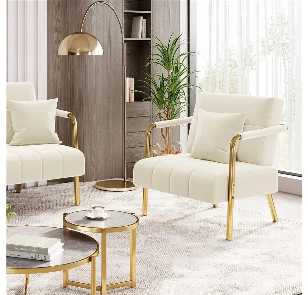 Yaheetech Sofa 1/2-Sitzer Polstersofa, Loungesessel mit Lendenkissen Einzelsofa Loveseat für Wohnzimmer