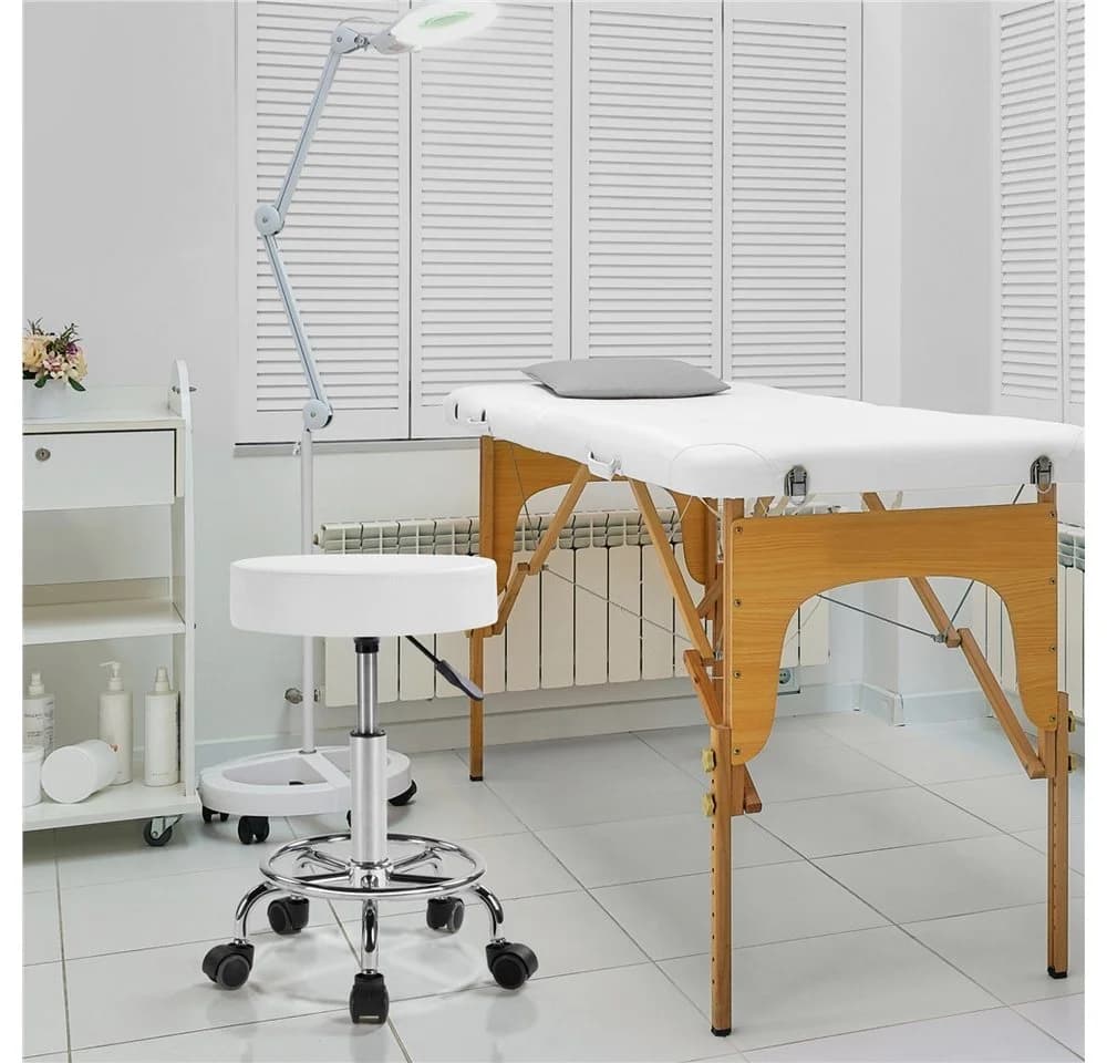 Yaheetech Barhocker Weiß Höhenverstellbar mit Rollen - Bild 3