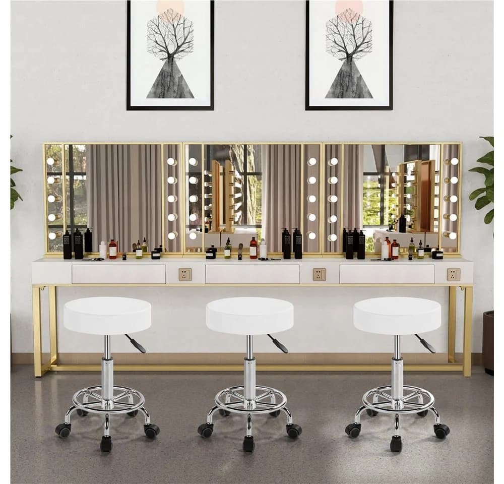 Yaheetech Barhocker Weiß Höhenverstellbar mit Rollen - Bild 4