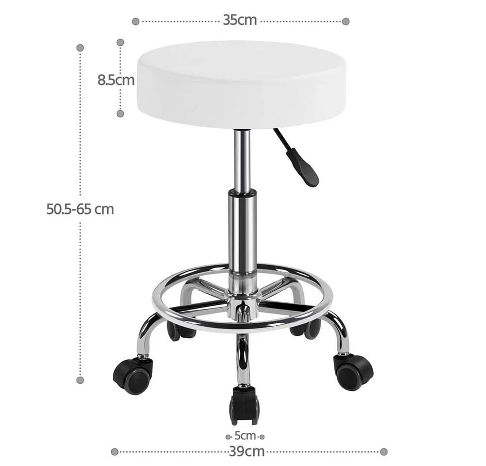 Yaheetech Barhocker Weiß Höhenverstellbar mit Rollen - Bild 5