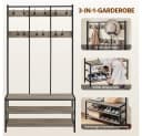 Yaheetech Garderobenständer Grau Industrie-Design mit Sitzbank Bild 5