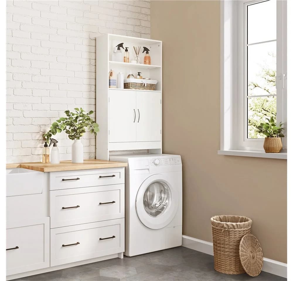 Yaheetech Überbauschrank Weiß 195 cm mit verstellbaren Böden - Bild 3