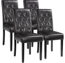 Yaheetech 4er Set Esszimmerstühle Kunstleder Gummibaumholz Braun Bild 2