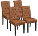 Yaheetech Esszimmerstuhl 4er Set Retro Braun Kunstleder Gummibaumholz Bild 2