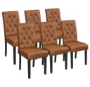 Yaheetech 6er Set Esszimmerstühle Kunstleder Gummibaumholz Braun/Orange Bild 2