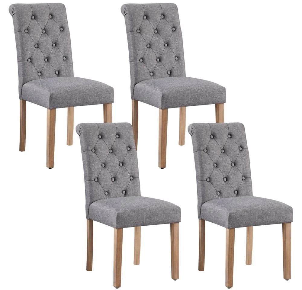 Yaheetech Esszimmerstuhl 4er Set Dunkelgrau Massivholz - Bild 2