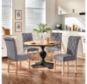 Yaheetech Esszimmerstuhl 4er Set Dunkelgrau Massivholz Bild 3