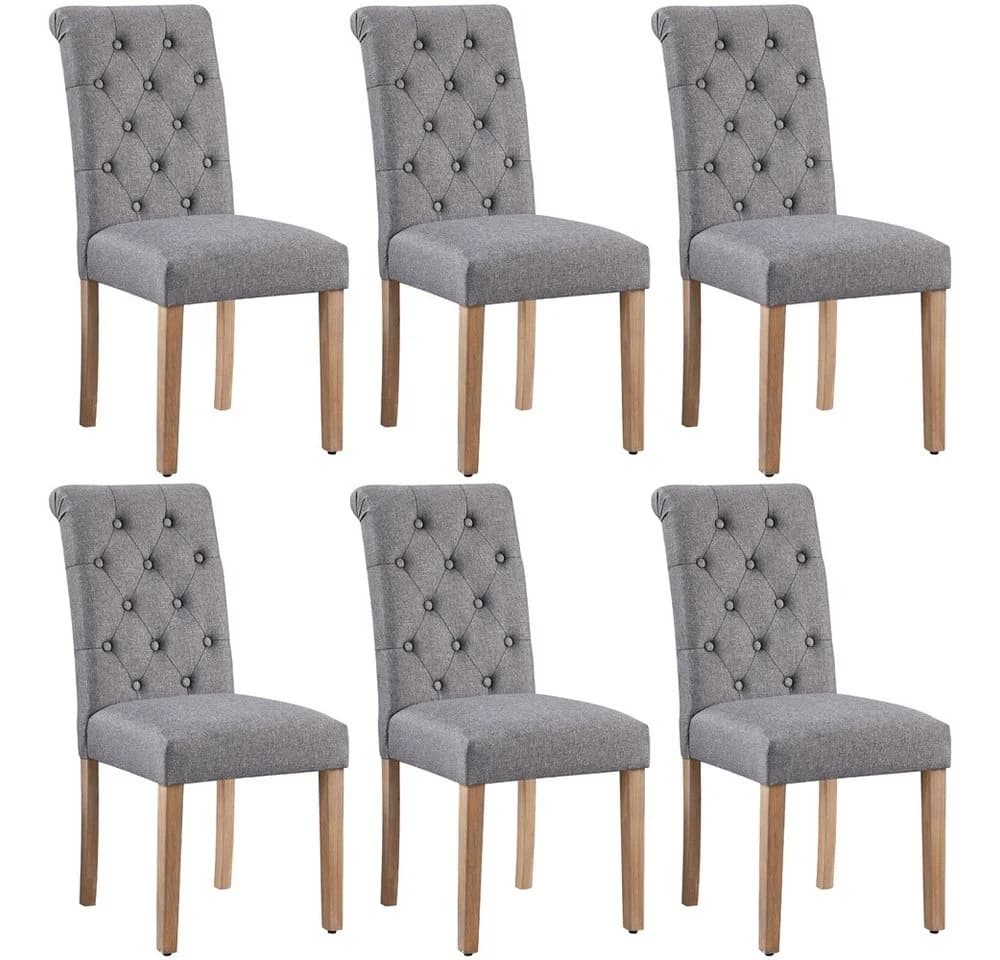 Yaheetech Esszimmerstuhl 6er Set Dunkelgrau Massivholz - Bild 2