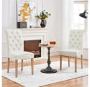 Yaheetech Esszimmerstuhl 4er Set Beige Massivholz Hohe Rückenlehne Bild 1