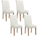 Yaheetech Esszimmerstuhl 4er Set Beige Massivholz Hohe Rückenlehne Bild 2