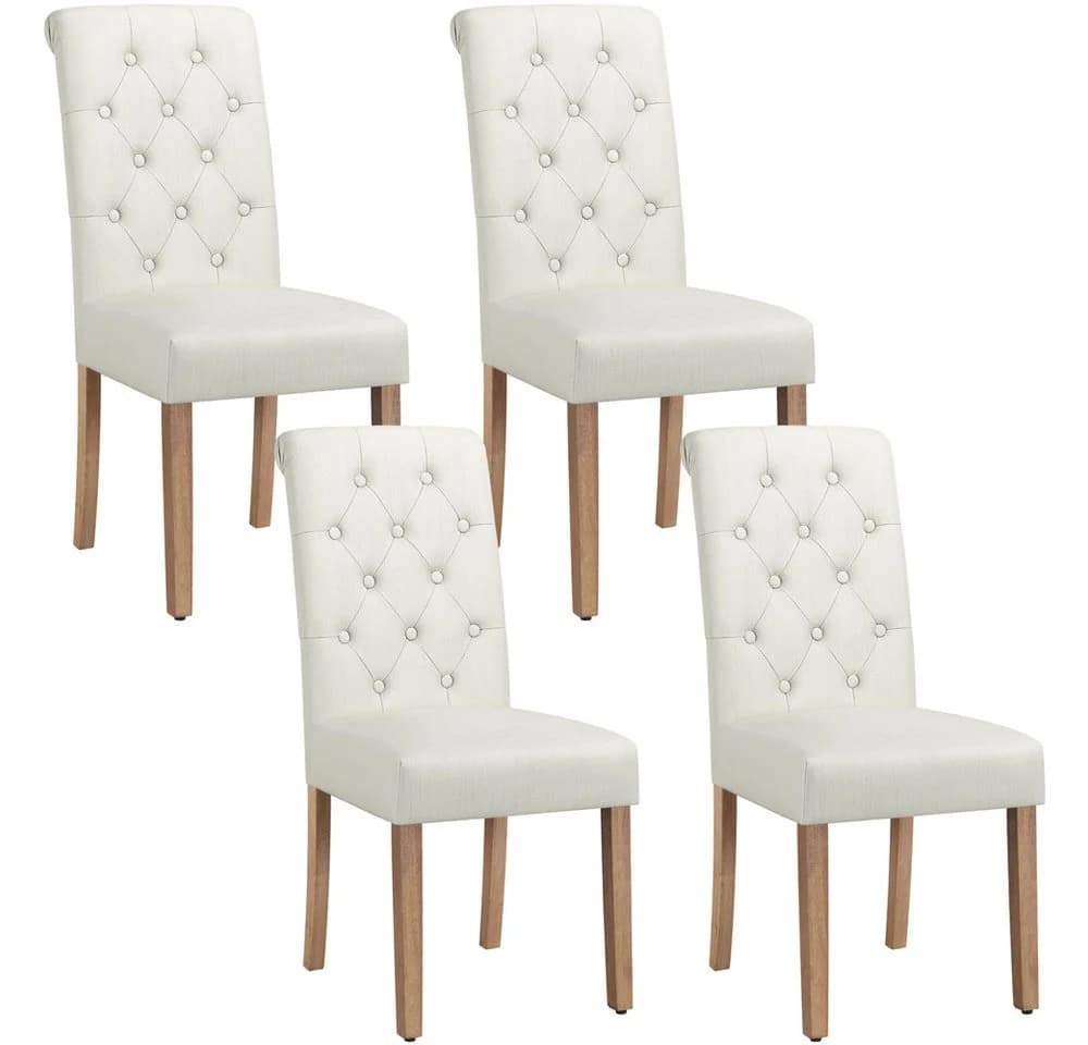 Yaheetech Esszimmerstuhl 4er Set Beige Massivholz Hohe Rückenlehne - Bild 2