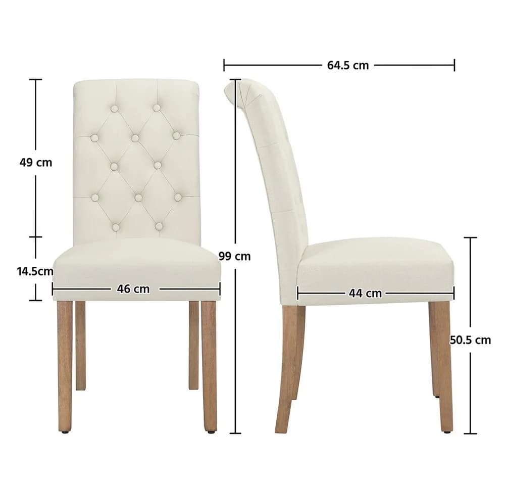 Yaheetech Esszimmerstuhl 4er Set Beige Massivholz Hohe Rückenlehne - Bild 4