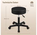 Yaheetech Barhocker Höhenverstellbar Schwarz 360° Drehbar Bild 4