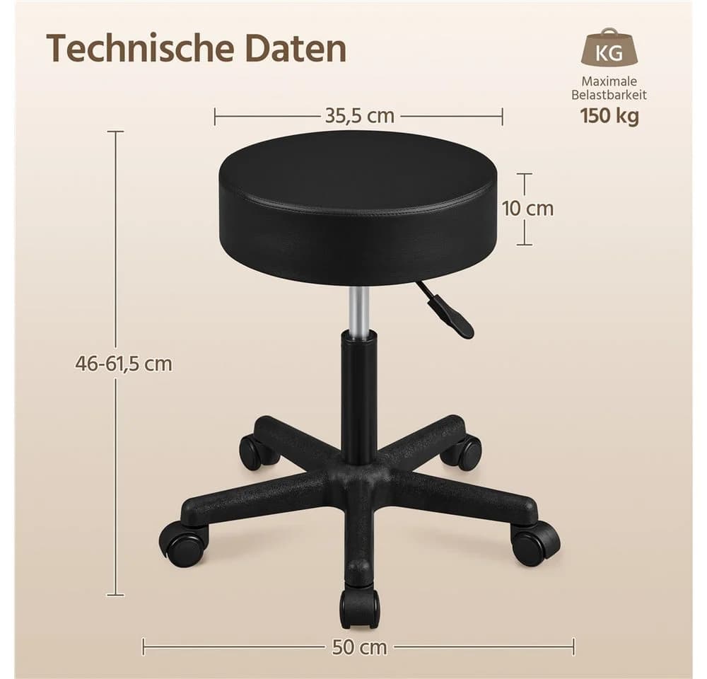 Yaheetech Barhocker Höhenverstellbar Schwarz 360° Drehbar - Bild 4