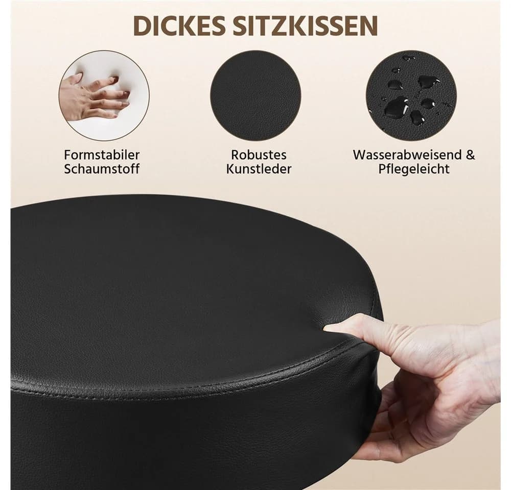Yaheetech Barhocker Höhenverstellbar Schwarz 360° Drehbar - Bild 5