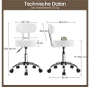 Yaheetech Drehhocker Weiß Höhenverstellbar mit Rollen Bild 4