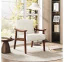 Yaheetech Loungesessel Beige Kordstoff mit Massivholzbeinen Bild 1