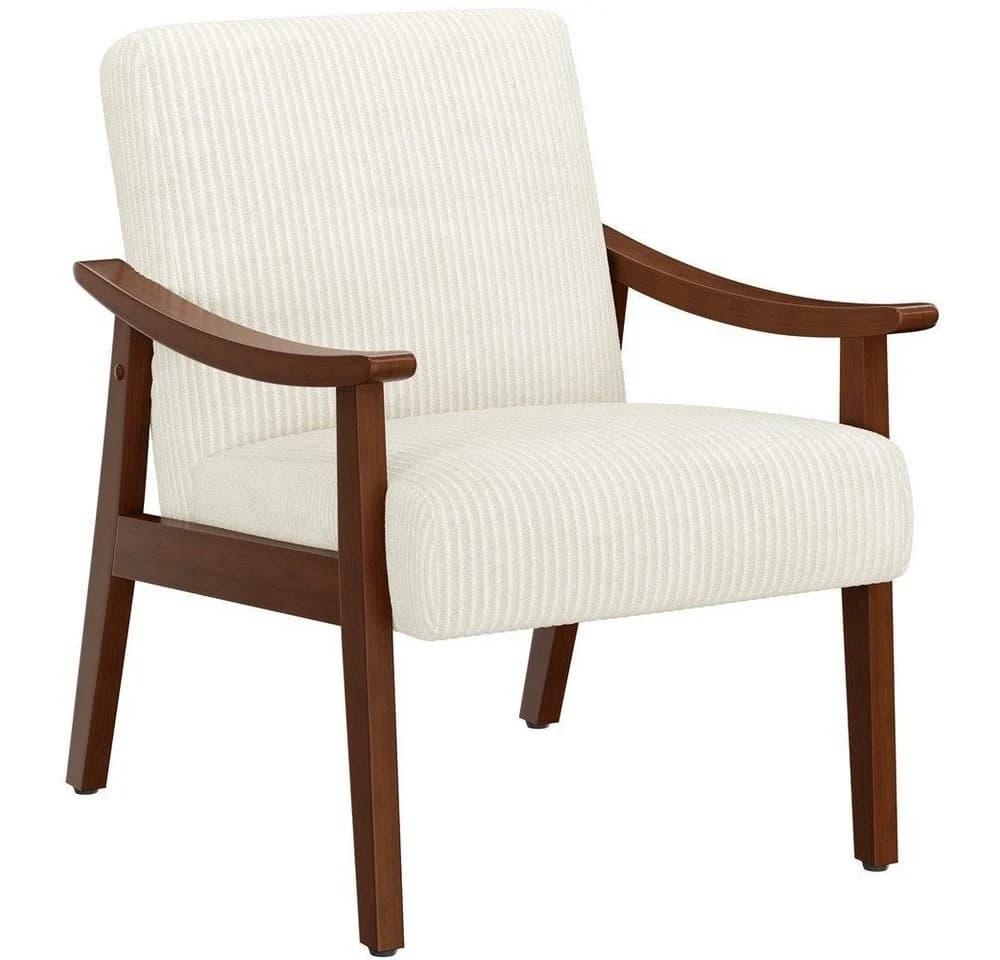 Yaheetech Loungesessel Beige Kordstoff mit Massivholzbeinen - Bild 2